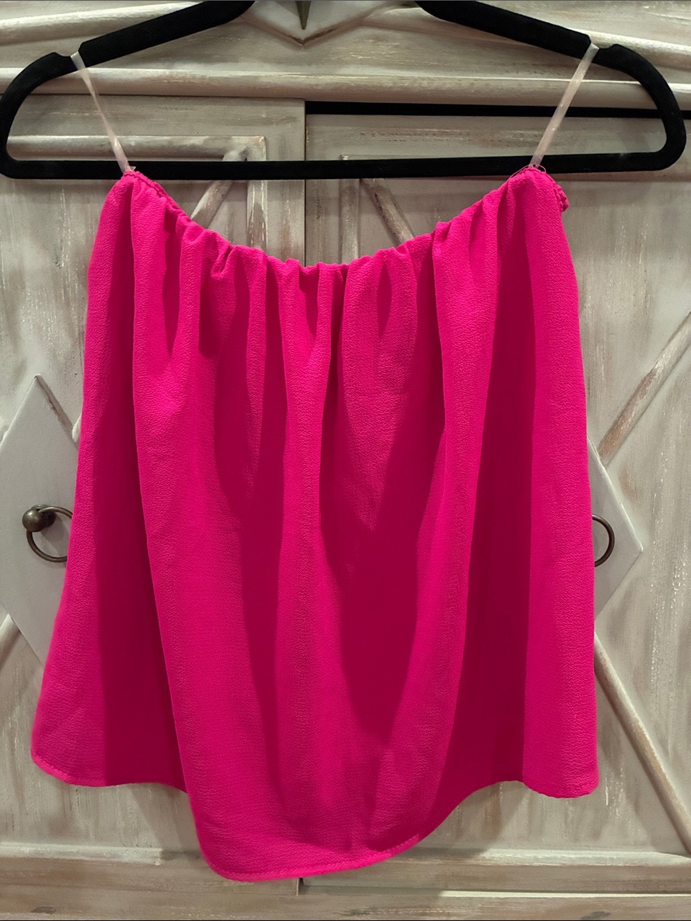 Tyche Hot Pink Spaghetti Strap Off-Shoulder Blouse